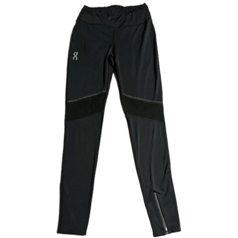 On Running‎ Womens Moto Leggings Black Reflective Ankle Zip Performance Medium